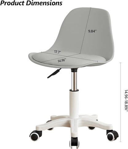 Home Office Chairs, Small Swivel Rolling Desk Chair with Silent Wheels and Low-Back,Armless Heavy-Duty Vanity Chair Height Adjustable for Bedroom,Students,Study,Teens