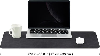 Distressed Leather Desk Mat - Non-Slip PU Desk Pad for Office and Home - Desk Organization and Accessories - Ideal for Large Mouse Pad and Desk Mats on Top of Desks(Charcoal Black,27.6"x 13.8")
