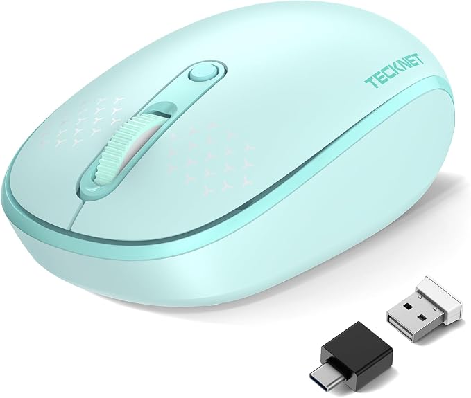TECKNET Wireless Mouse,Bluetooth Mouse (BT5.3/5.0 & 2.4G) with USB Receiver Silent Optical Computer Mice，Wide Compatibility