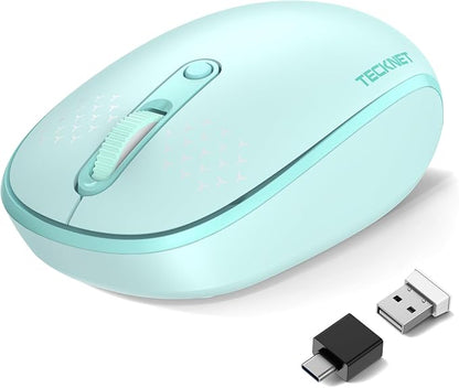 TECKNET Wireless Mouse,Bluetooth Mouse (BT5.3/5.0 & 2.4G) with USB Receiver Silent Optical Computer Mice，Wide Compatibility
