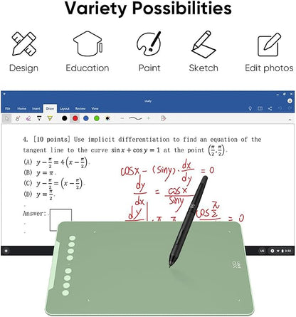 XPPen Deco 01 V3 10x6 Drawing Tablet | 16K Pressure Pen | Battery-Free Stylus | 8 Hotkeys | for OSU Gaming & Teaching | PC/Mac/Android/ChromeOS Compatible | Green