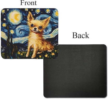 Starry Night Dog Mouse Pad for Computer Laptop Home Office Gaming Working Desk Desktop Accessories Non-Slip Rubber Mouse Pad for Dog Lovers (Chihuahua)