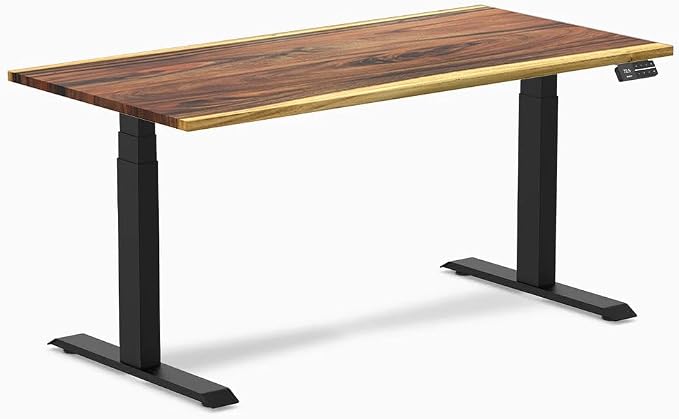 Desky Dual Hardwood Sit Stand Desk - Electric Standing Desk - Dual Motor,3 Stage Adjustable Height Desk - Solid Wood Whole-Piece Top - Standing Desk with Cable Management