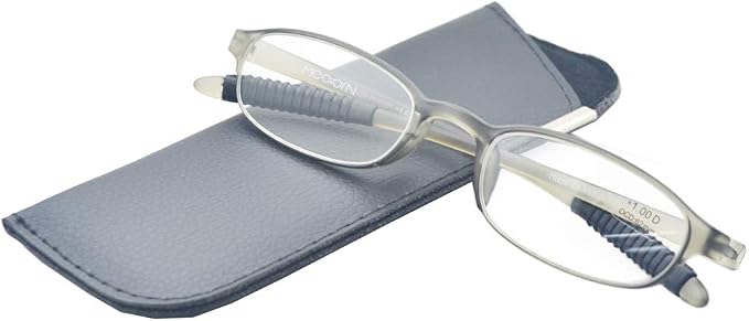 Lightweight Reading Glasses Grey Frame,Flexible(Memory Plastic) Readers, Men and Women