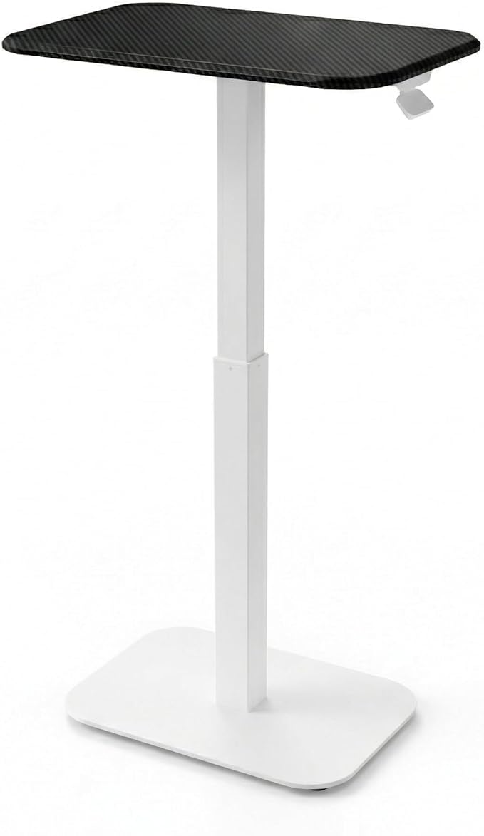 Elevance Height Adjustable Side Table, White Base, Carbon Black Top | Sofa Laptop Table for Couch & Bed | Small C-Shape End Table for Home or Office