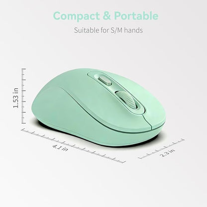 Wireless Mouse, 2026 New Model, Silent Click Ergonomic Design, Portable, 4 Buttons, Adjustable DPI (800/1200/1600), for Laptop/PC/Office (Green)