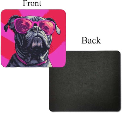 Pink Mousepad Glamour Dog Bullmastiff Mouse Pad for Home Office Gaming Working Desk Computer Desktop Accessories Non-Slip Rubber Mousepad for Dog Lovers
