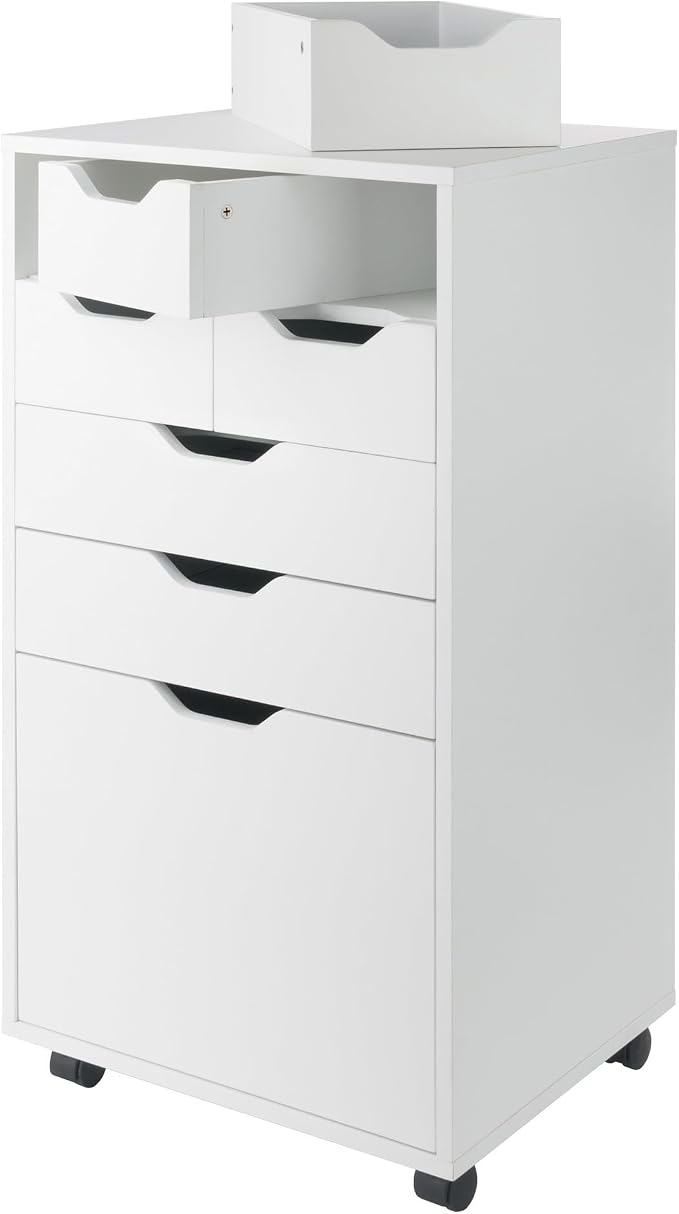 Winsome Halifax Mobile Storage Cabinet with 7 Drawers in White, Stylish & Functional Home Storage Cabinet for Filing, Kitchen Organization, Moveable Furniture for Office, Dorms, Apartments
