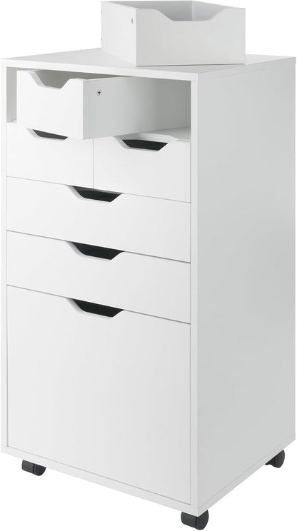 Winsome Halifax Mobile Storage Cabinet with 7 Drawers in White, Stylish & Functional Home Storage Cabinet for Filing, Kitchen Organization, Moveable Furniture for Office, Dorms, Apartments