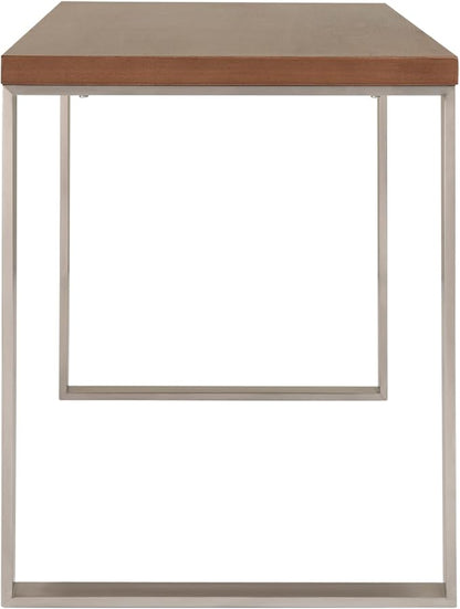 Euro Style Dillon 47" Home Office Writing Gaming Desk | Modern Industrial with Warm Wood | Lacquer Finished Wood | Professional-Grade Construction for Daily Use | Walnut, Brushed Stainless Legs