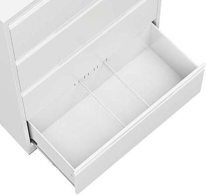 3 Drawer Lateral File Cabinet with Lock, Heavy-Duty Metal Filing Cabinet for Home Office, Steel Storage Compatible with Hanging Files Letter/Legal/F4/A4 Sizes (3 Drawer, White)