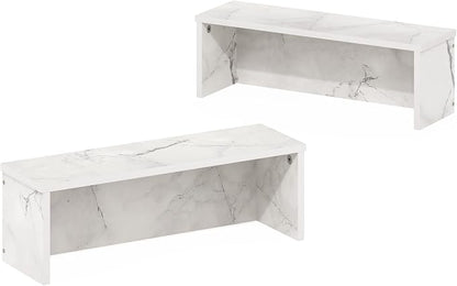 Furinno Helena Kitchen Counter Stackable Organizer Shelf, Set of 2, 18-Inch, Marble White