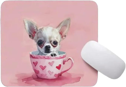 TUBBIE Basic Mousepad Puppy in Tea Cup Mouse Pad Desktop Laptop Computer Accessories Home Office Gaming Work Desk Computer Non-Slip Rubber Gift for Dogs Lover Mousepad Coffee or Tea (Chihuahua)