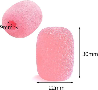 SUMAJU 10 Pack Lapel Headset Microphone Windscreen,Christmas Stocking Stuffers Microphone Sponge Foam Cover Mini Size Lavalier Microphone Windscreen for Variety of Headset Microphone, Pink
