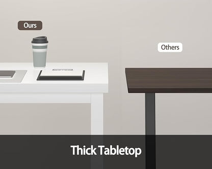 55 Inch Wooden Computer Desk with Thick Desktop - Gaming, Writing Table for Home Office, Study, Work, Student & School Use, Simple Style, White