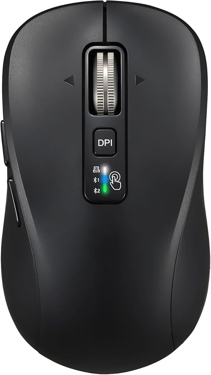Wireless Bluetooth Mouse, 3-Device Multi-Mode (USB + 2 Bluetooth), 4-Way Metal Scroll Wheel, Adjustable DPI, Silent Click, Long Battery Life, Ergonomic Mouse for Laptop, PC, Mac, iPad (Black, 9)