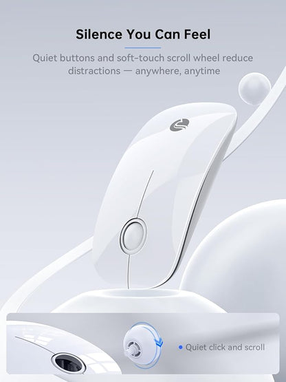 RAPIQUE R306C USB C Wireless Mouse for MacBook, Type-C 2.4GHz Portable Computer Mouse with USB-C Receiver, Silent Click, Slim Cordless Mouse, 3-Speed DPI, for iPad, Chromebook, Laptop, MacOS - White