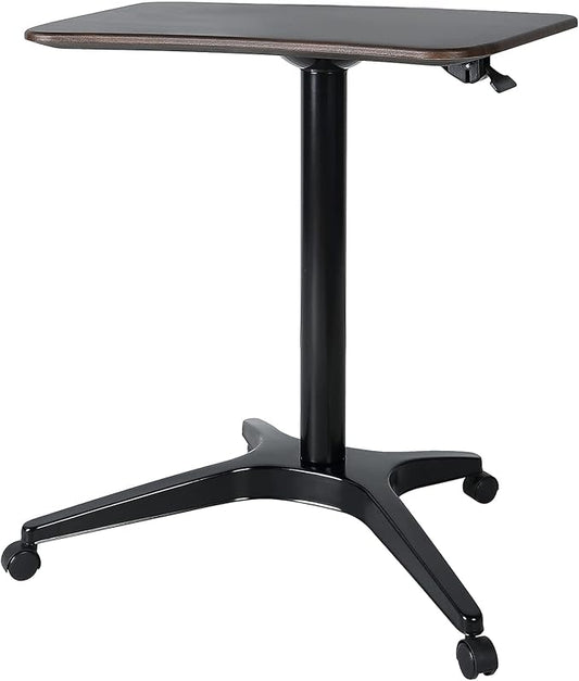 Mobile Standing Desk,Pneumatic Height Adjustable Laptop Desk, Mobile Laptop Desk with Wheels, Height Adjustable from 29.5'' to 47'',Black
