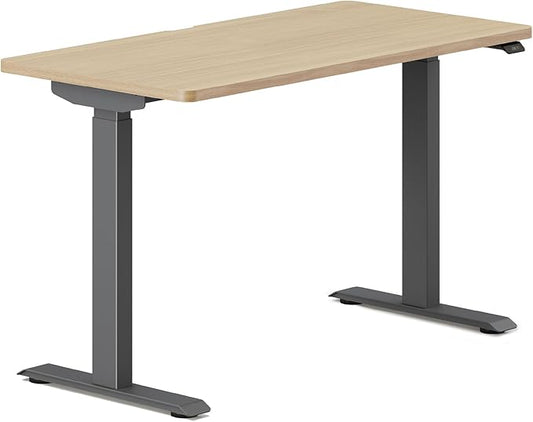 Branch Duo Standing Desk 48 Inches - Adjustable Standing Desk with 20” Range - OLED Control Panel - Frameless Design & Compact Size Suitable for Many Spaces - Charcoal Base - Woodgrain Top