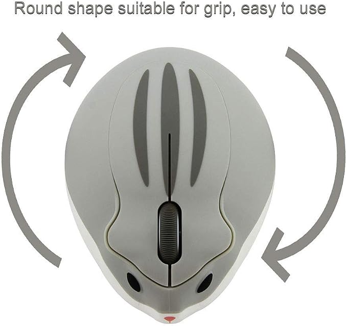 CHUYI Hamster Shape Wireless Silent Mouse Cartoon and Cute Portable Animal Optical Cordless Mice for Travel Library Computer Laptop School Kids Children Gift (Grey)