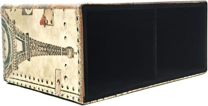 Pen Holder, Rectangle Vintage Pencil Holder with 2 Compartments, PU Leather Art Remote Control Holder Organizer Storage for Desk Accessory (1889 Tower)