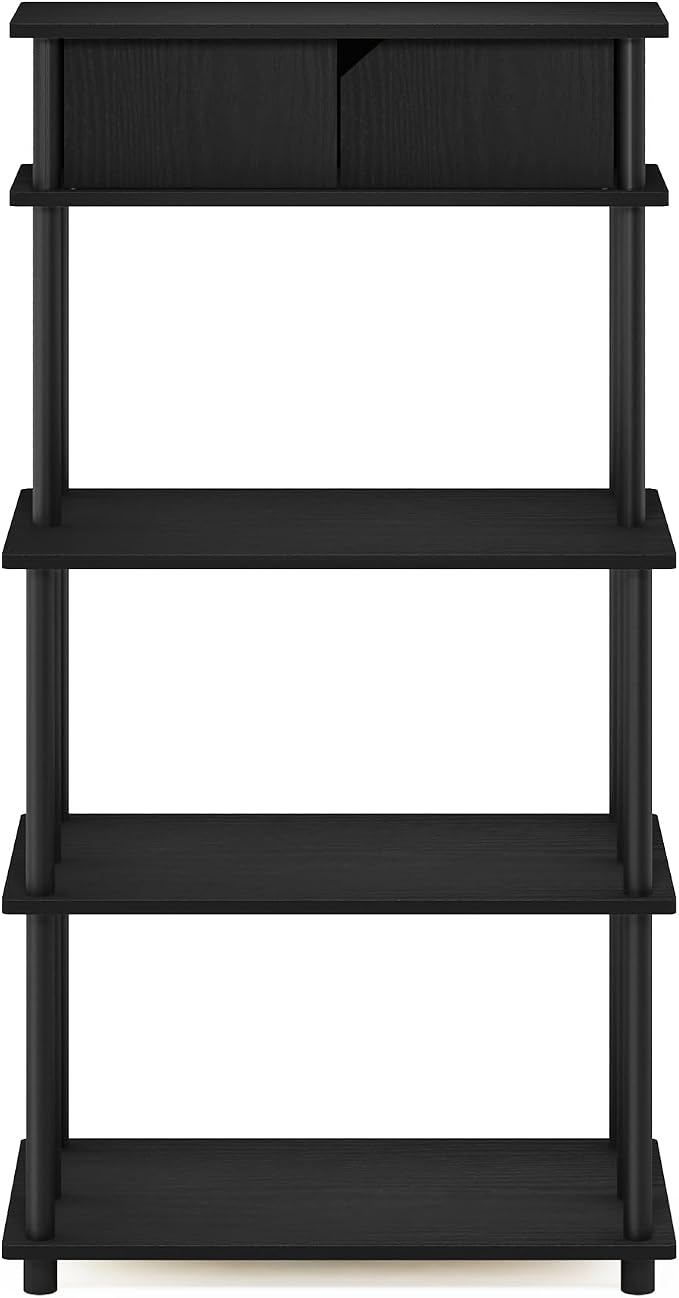 Furinno Turn-N-Tube Printer Stand with Storage, 5-Tier Large Printer Stand, Printer Table with Top Cabinet, for CPU, Office Supplies, Dark Americano