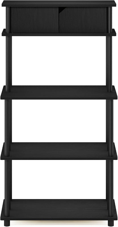 Furinno Turn-N-Tube Printer Stand with Storage, 5-Tier Large Printer Stand, Printer Table with Top Cabinet, for CPU, Office Supplies, Dark Americano
