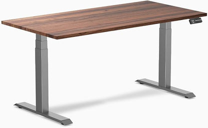 Desky Dual Hardwood Sit Stand Desk - 60x30 Adjustable Standing Desk - Ergonomic Sit & Stand Up Desk - Electric Standing Desk - Adjustable Height Sit Stand Desk - Walnut Real Wood Desk