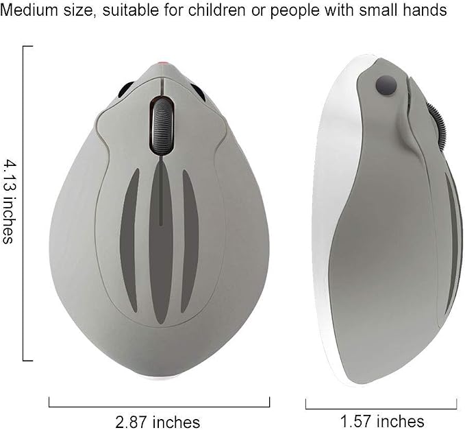CHUYI Hamster Shape Wireless Silent Mouse Cartoon and Cute Portable Animal Optical Cordless Mice for Travel Library Computer Laptop School Kids Children Gift (Grey)
