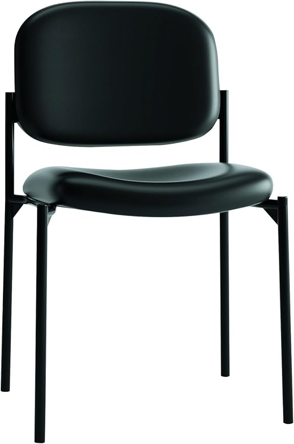 HON Scatter Guest Office Chair, Armless Leather Seating for Waiting Rooms, Lobbies, Conference Areas, and Offices, Stackable Side Chair for Reception and Training Spaces, Black