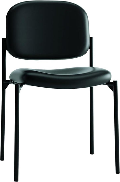 HON Scatter Guest Office Chair, Armless Leather Seating for Waiting Rooms, Lobbies, Conference Areas, and Offices, Stackable Side Chair for Reception and Training Spaces, Black
