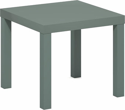 Furinno Classic Side Table, Square Modern End Table with 1.8" Triple Thick Tabletop, Simple Night Stand, Bedside Table, Toolless Assembly, for Living Room, Bedroom, Sage Green
