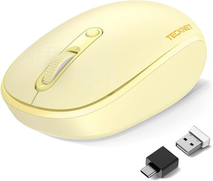 TECKNET Wireless Mouse,Bluetooth Mouse (BT5.3/5.0 & 2.4G) with USB Receiver Silent Optical Computer Mice，Wide Compatibility