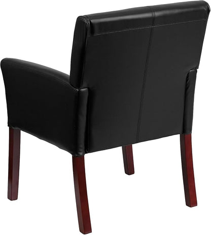 Flash Furniture Taylor LeatherSoft Upholstered Executive Side Reception Chair, Lobby Chair with Cushions and Padded Arms, Black
