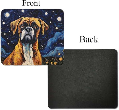 Tubbie Prints Starry Night Boxer Dog Mouse Pad for Home Office Gaming Working Desk Computer Desktop Accessories Non-Slip Rubber Mouse Pad for Dog Lovers (Boxer)