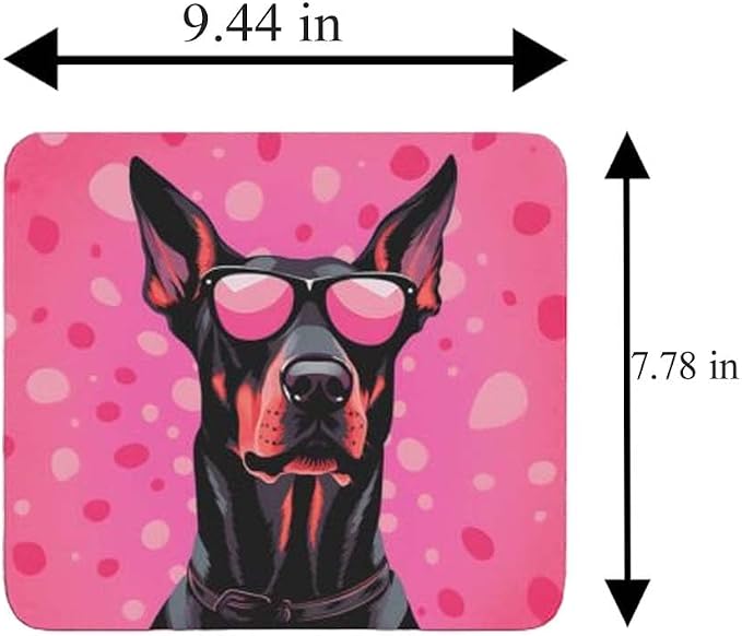 Pink Mousepad Glamour Dog Doberman Pinscher Mouse Pad for Home Office Gaming Working Desk Computer Desktop Accessories Non-Slip Rubber Mousepad for Dog Lovers