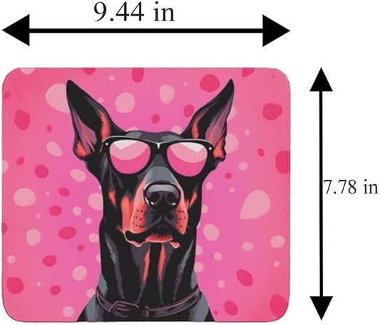 Pink Mousepad Glamour Dog Doberman Pinscher Mouse Pad for Home Office Gaming Working Desk Computer Desktop Accessories Non-Slip Rubber Mousepad for Dog Lovers