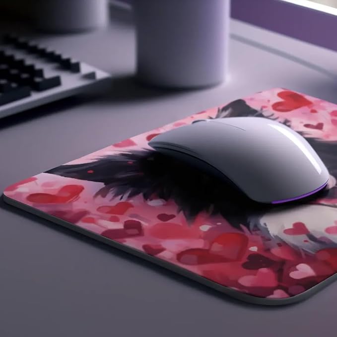 Border Collie Mouse Pad Dog with Red Hearts Pattern Non-Slip Rubber Mouse Pad Puppy in Love Mouse Pad for Home Office Work Desk Computer Desktop Laptop for Dog Lovers