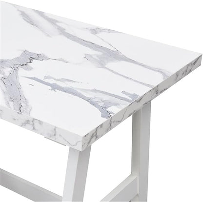 Convenience Concepts Designs2Go Trestle Desk 47" - Modern Desk or Vanity with Shelves, for Office, Dorm, Living Room, White Faux Marble/White