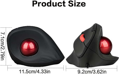 JOMAA Wired Trackball Mouse – 6-Button Ergonomic Design with CPI Switch (400/800/1200/1600), Red LED Indicator, 250Hz Polling Rate, Plug & Play, for PC, Laptop, Desktop (Red)