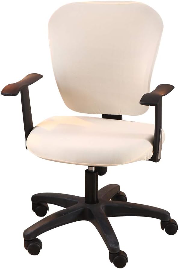 Jinzio Computer Office Chair Cover - Split Protective & Stretchable Cloth Polyester Universal Desk Task Chair Chair Covers Stretch Rotating Chair Slipcover, Cream
