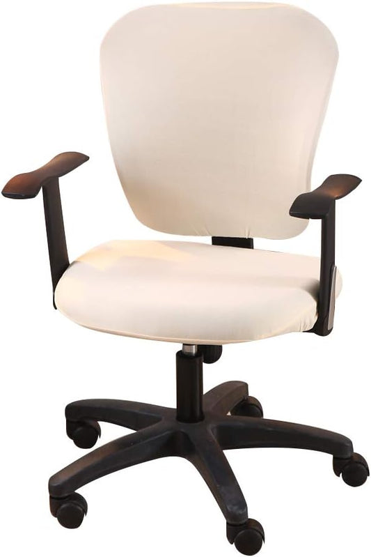 Jinzio Computer Office Chair Cover - Split Protective & Stretchable Cloth Polyester Universal Desk Task Chair Chair Covers Stretch Rotating Chair Slipcover, Cream