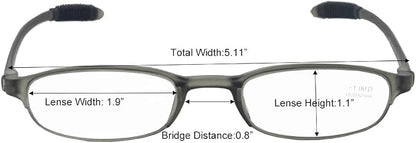 Lightweight Gray Reading Glasses,Flexible(Memory Plastic) Readers, Men and Women 1.00