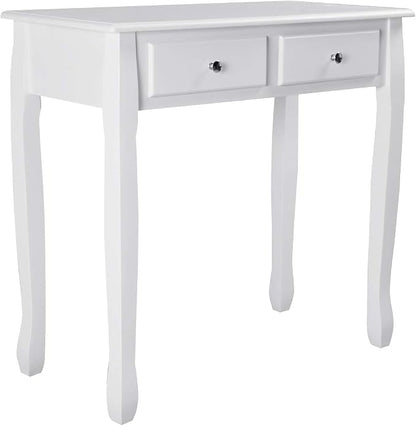 GOFLAME Writing Desk, Large Storage Space with 4 Drawers, Secretary Table Computer Desk Writing Table with Detachable Tabletop Organizer, Suit for Home and Office Use (White)
