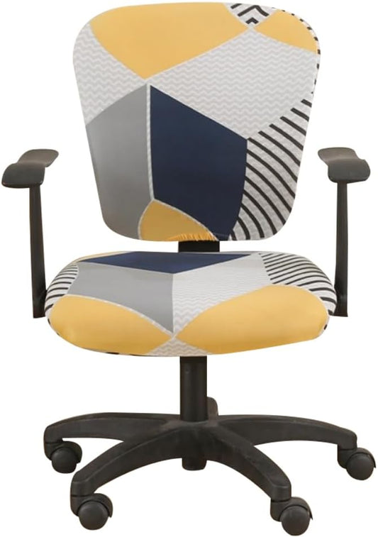 Jinzio Computer Office Chair Cover - Split Protective & Stretchable Cloth Polyester Universal Desk Task Chair Chair Covers Stretch Rotating Chair Slipcover (Navy Dandelion)