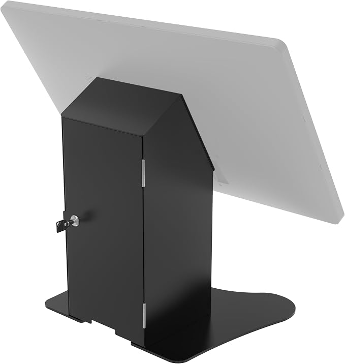 CTA Digital Tabletop VESA Mount with Printer Compartment VESA Compatible Desk Mount with Printer Shelf Compartment for Retail POS, Ordering Screens and More - Black - (ADD-PARAFPDM)