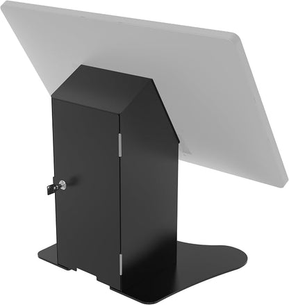 CTA Digital Tabletop VESA Mount with Printer Compartment VESA Compatible Desk Mount with Printer Shelf Compartment for Retail POS, Ordering Screens and More - Black - (ADD-PARAFPDM)