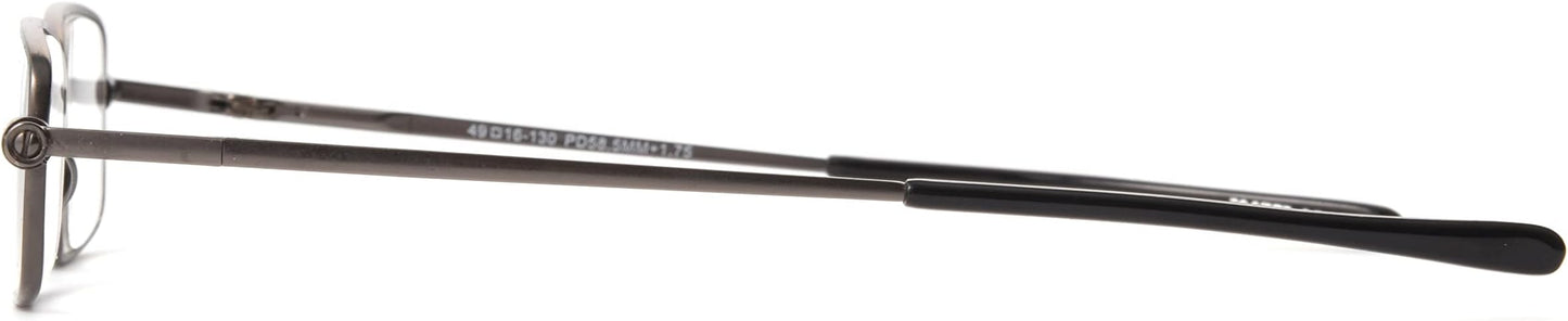 Foster Grant Gavin Fold Flat Rectangular Reading Glasses, Gunmetal/Transparent, 48 mm + 3