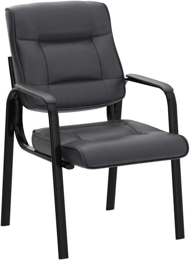 SUPER DEAL Office Guest Chair Bonded Leather Executive Side Chair Reception Chair with Solid Metal Frame Home Office Furniture, Set of 2