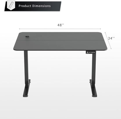 YESHOMY Height Adjustable Electric Standing Desk, Memory Home Office Sit Stand up Desk with Phone Holder and USB Charging Port, Black Leg/Black Top